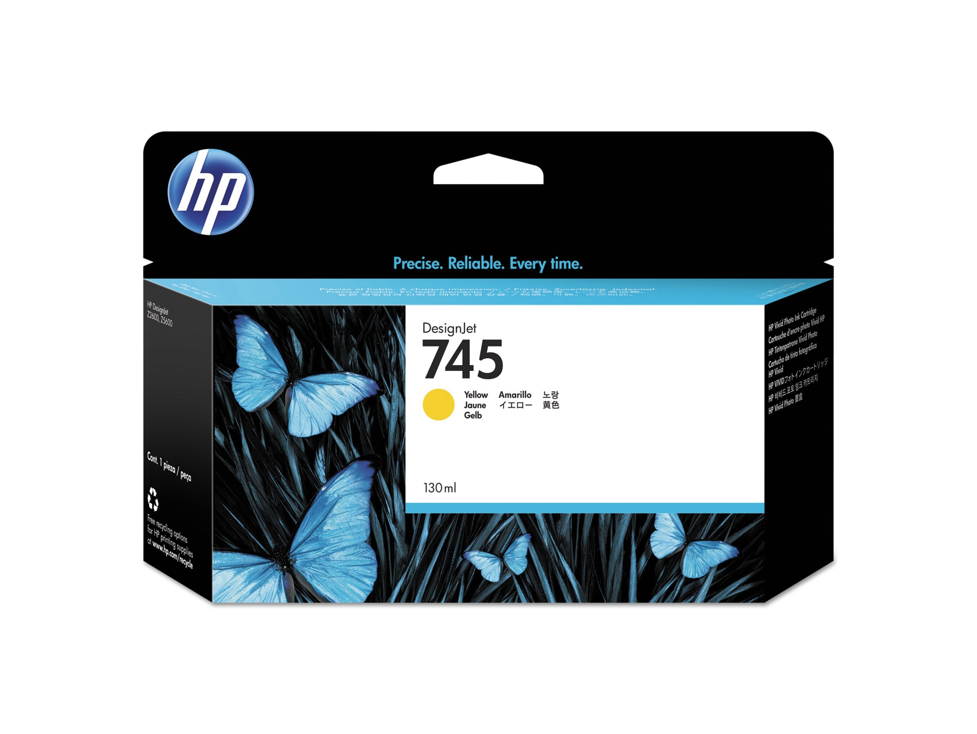 Cartucho de Tinta Original HP 745 de 130 ml F9J96A Amarillo  para DesignJet Z2600 PostScript, Z5600 PostScript