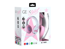 Auscultadores Gaming KONIX Geek Girl Crystal (Blanco/Rosa)