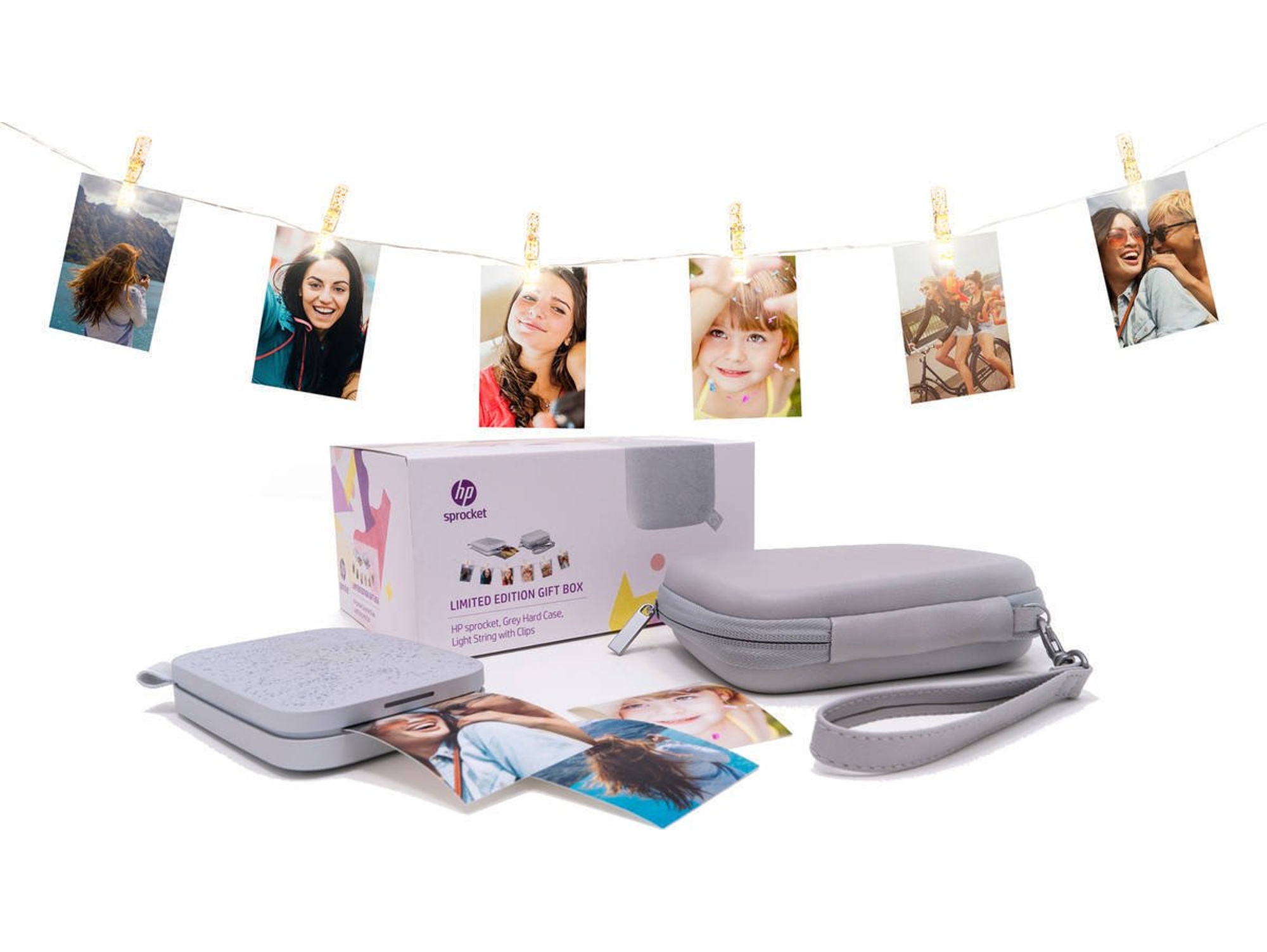 Pack Impresora Fotográfica HP Sprocket Perla + Funda + Tira luces LED (Caja Abierta