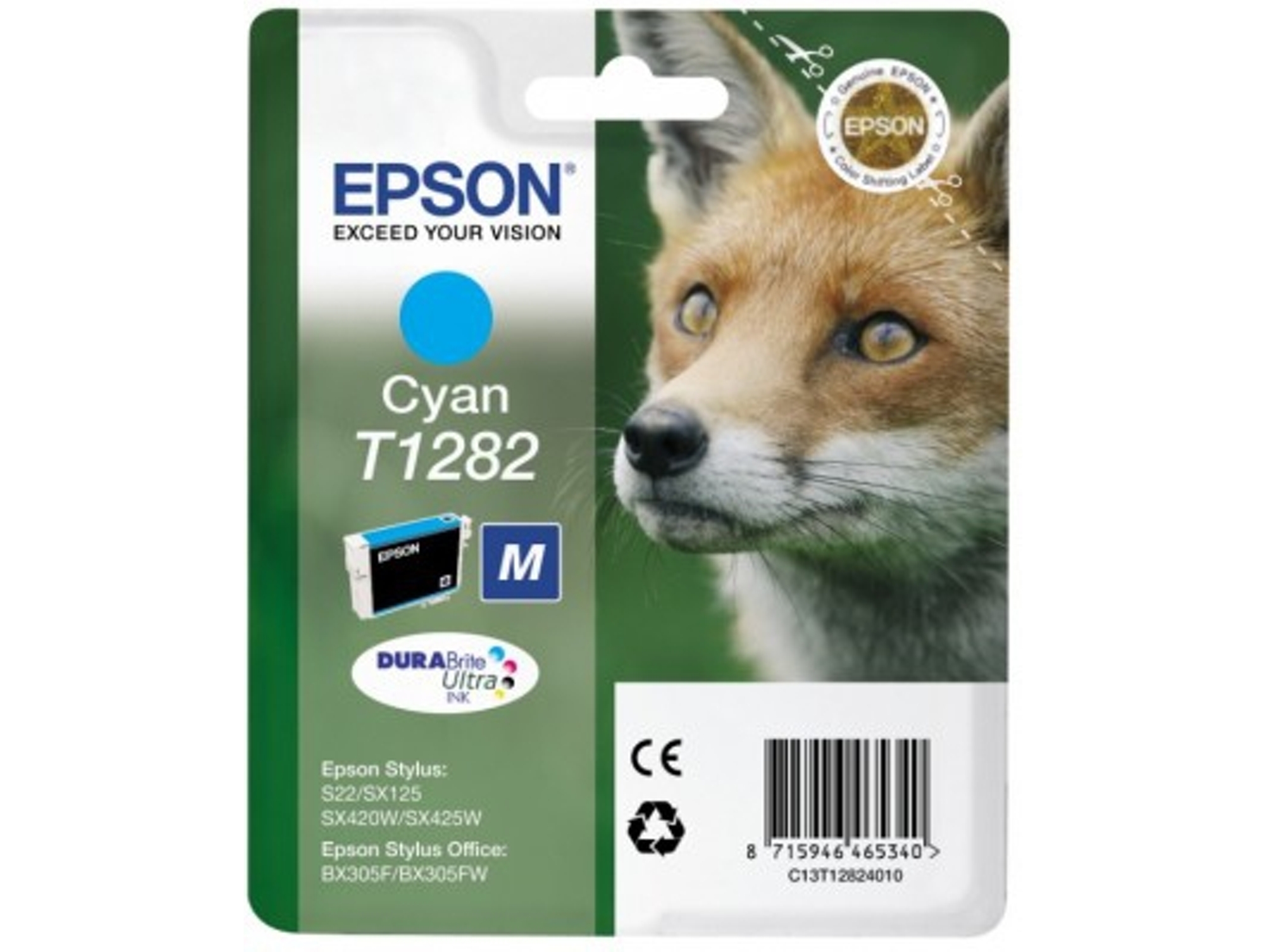 Cartucho de tinta original EPSON T1282, Zorro M, C13T12824022