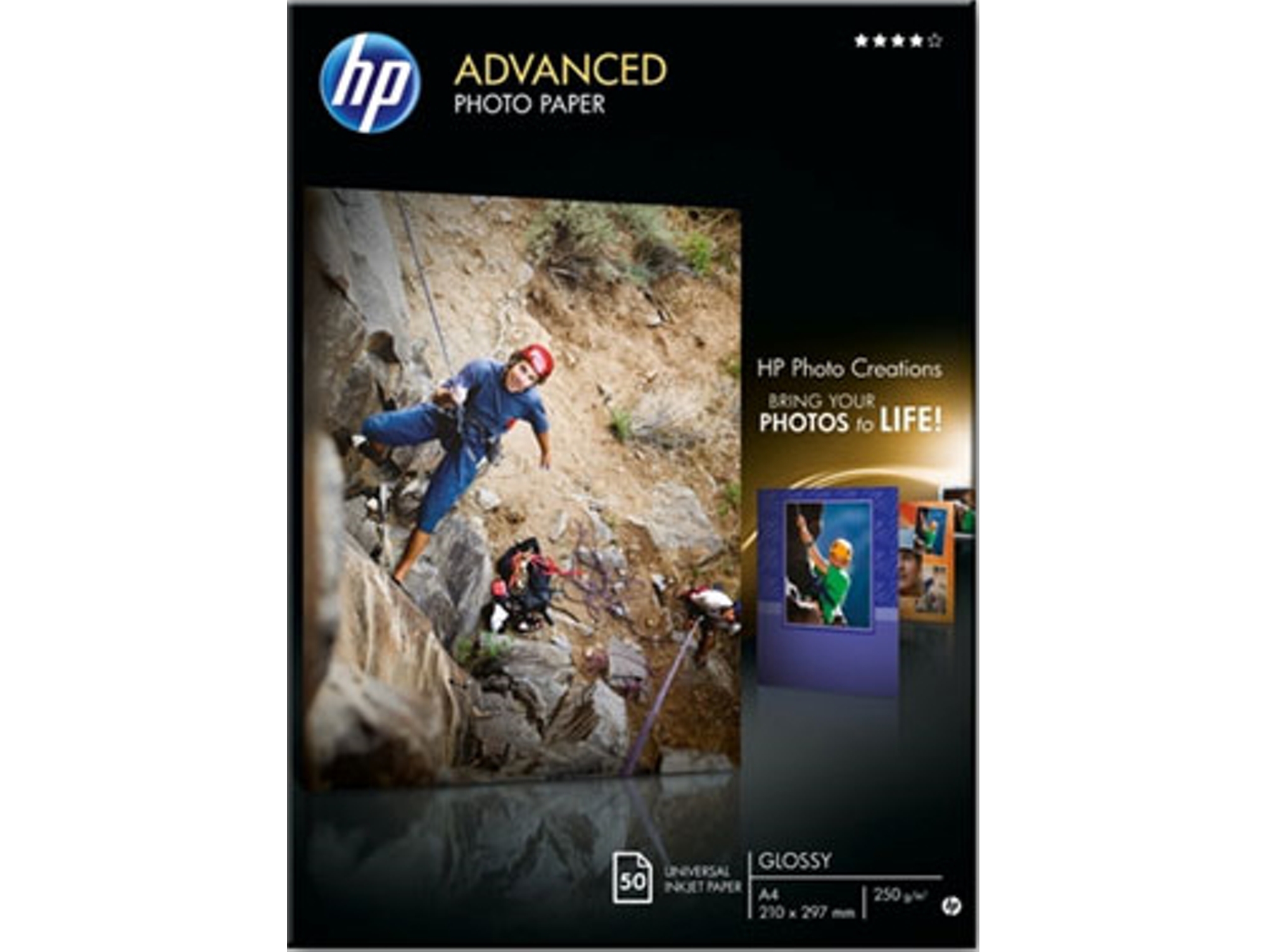 Papel fotográfico satinado avanzado HP 250 gramos/m² - 50 hojas /A4/ 210 x 297 mm (Q8698A)