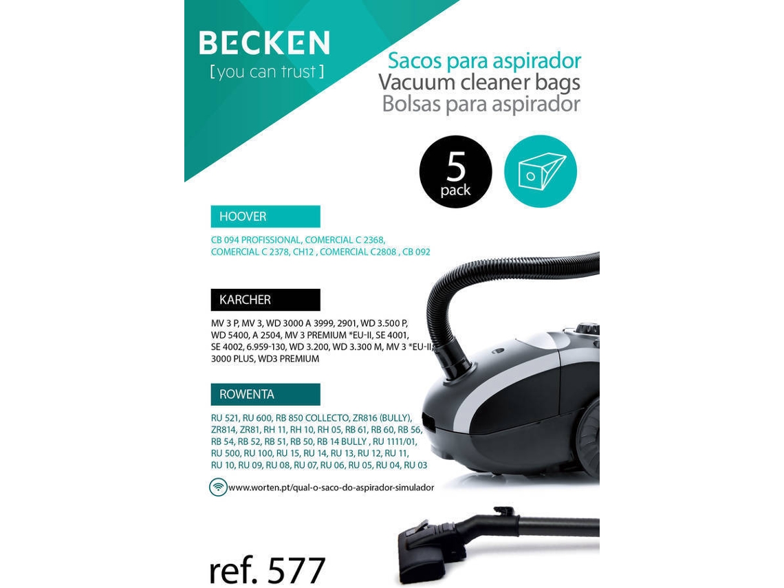 Bolsa de aspirador BECKEN REFª577 (5 unidades)