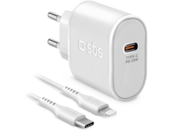 Kit de Cargador de Viaje SBS 1xUSB Tipo C PD 20W Blanco