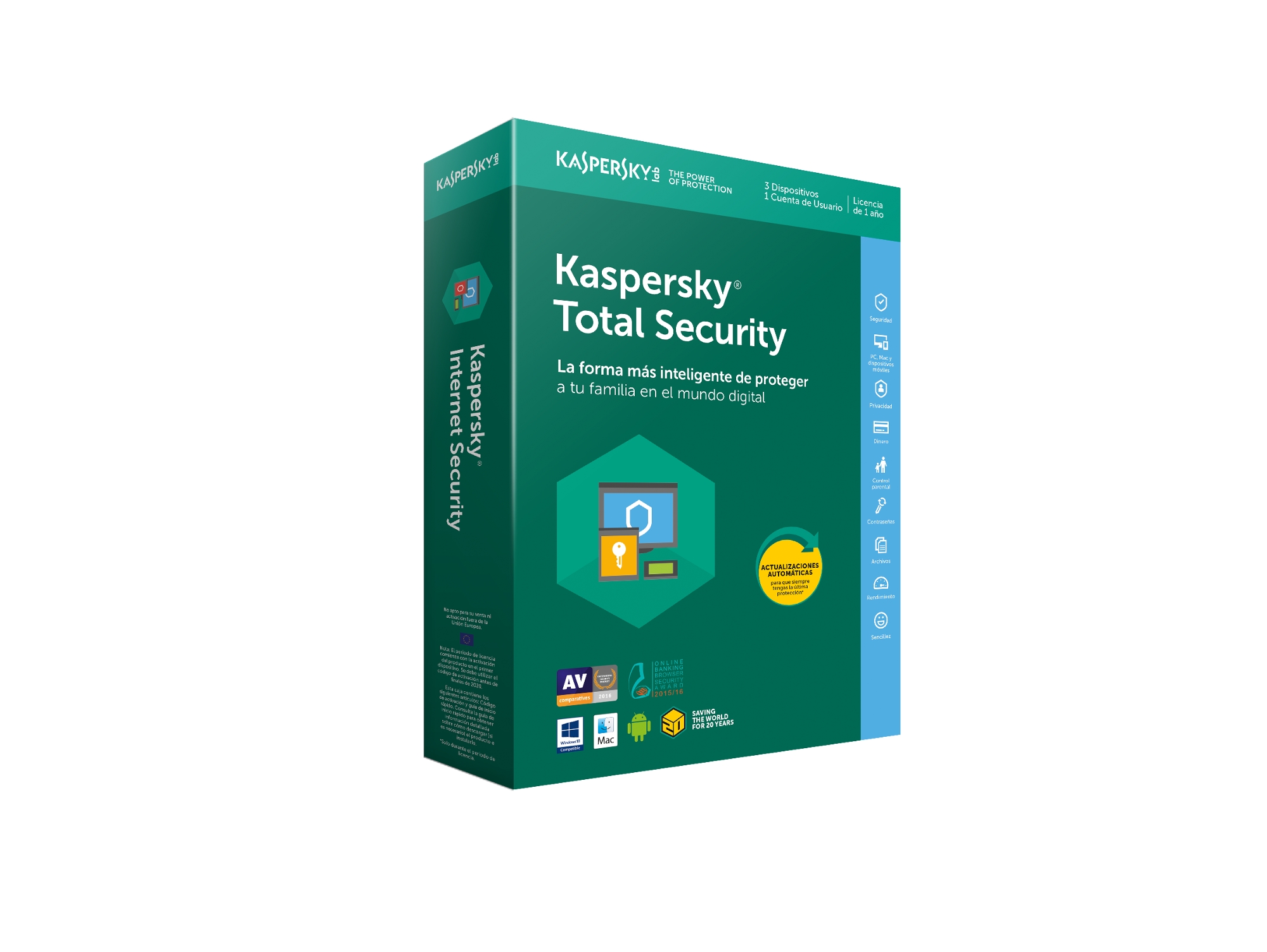 Software KASPERSKY Total Security (3 Dispositivos - 1 Año - PC y Mac)