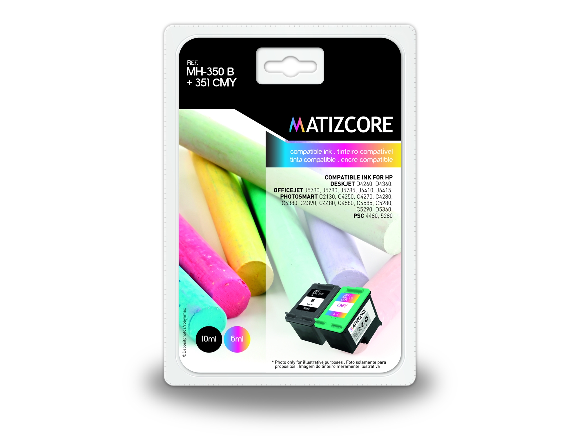 Pack 2 cartuchos MATIZCORE HP 350 Negro + 351 Tricolor