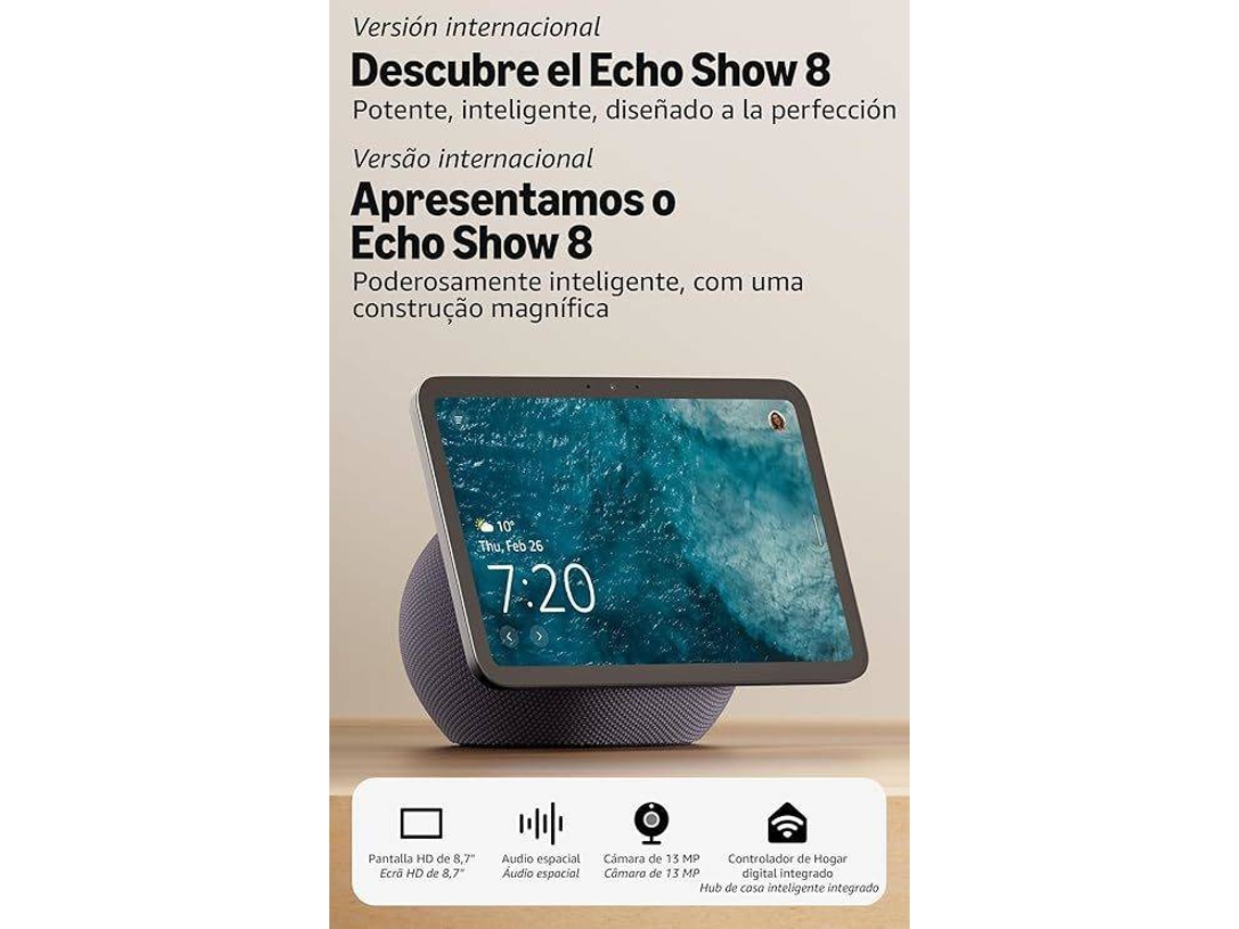 Assistente Virtual AMAZON Echo Show 8 Graphite (Alexa - Gris