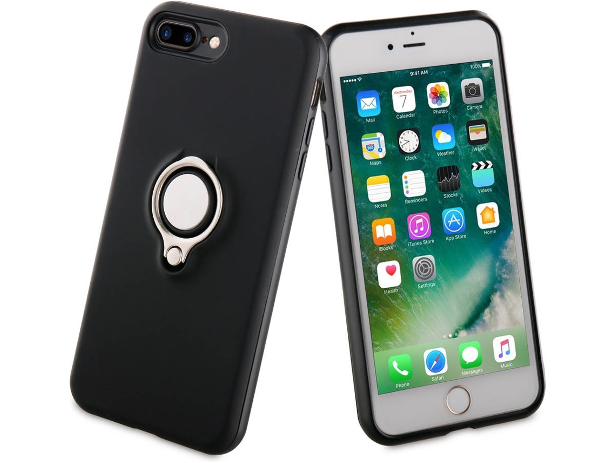 Carcasa iPhone 7 Plus, 8 Plus MUVIT Ring Negro