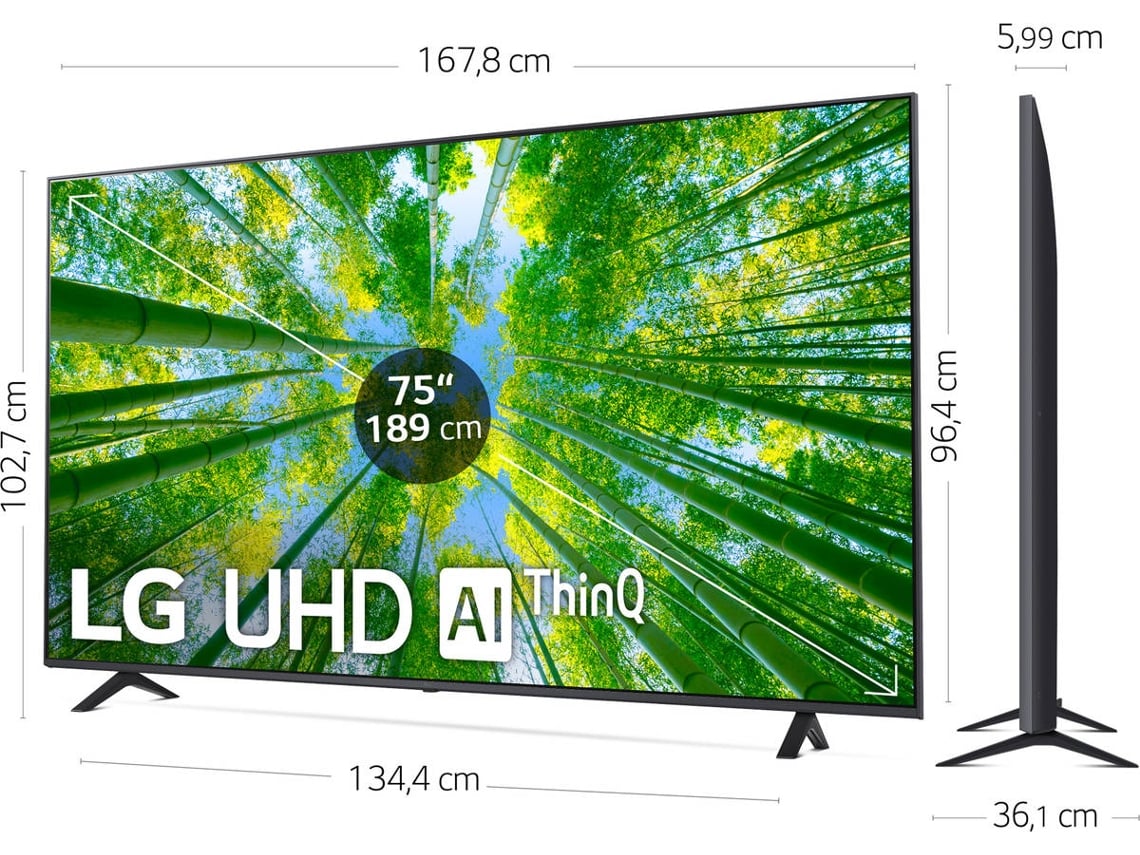 TV LG 75UQ80006LB (LED - 75'' - 189 cm - 4K Ultra HD - Smart TV)