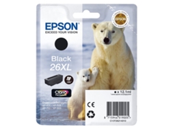 Cartucho de tinta original EPSON, 26XL, Oso polar 12,2 ml, Negro, C13T26214012, T2621