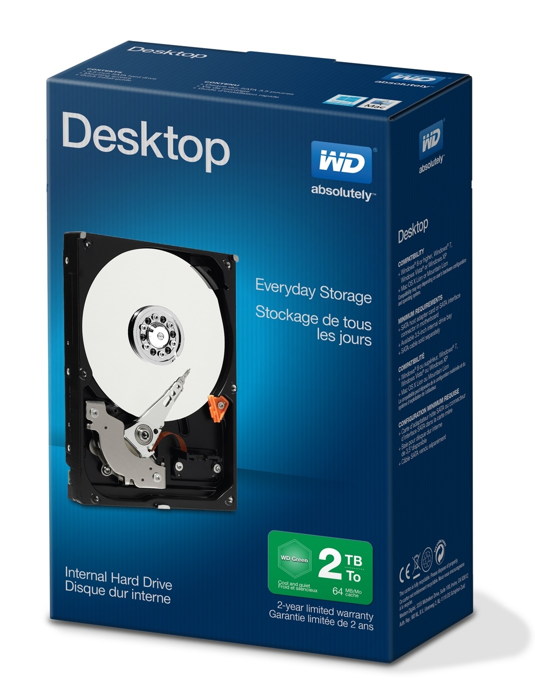 Disco HDD Interno WESTERN DIGITAL Everyday (2 TB - SATA - 7200 RPM)