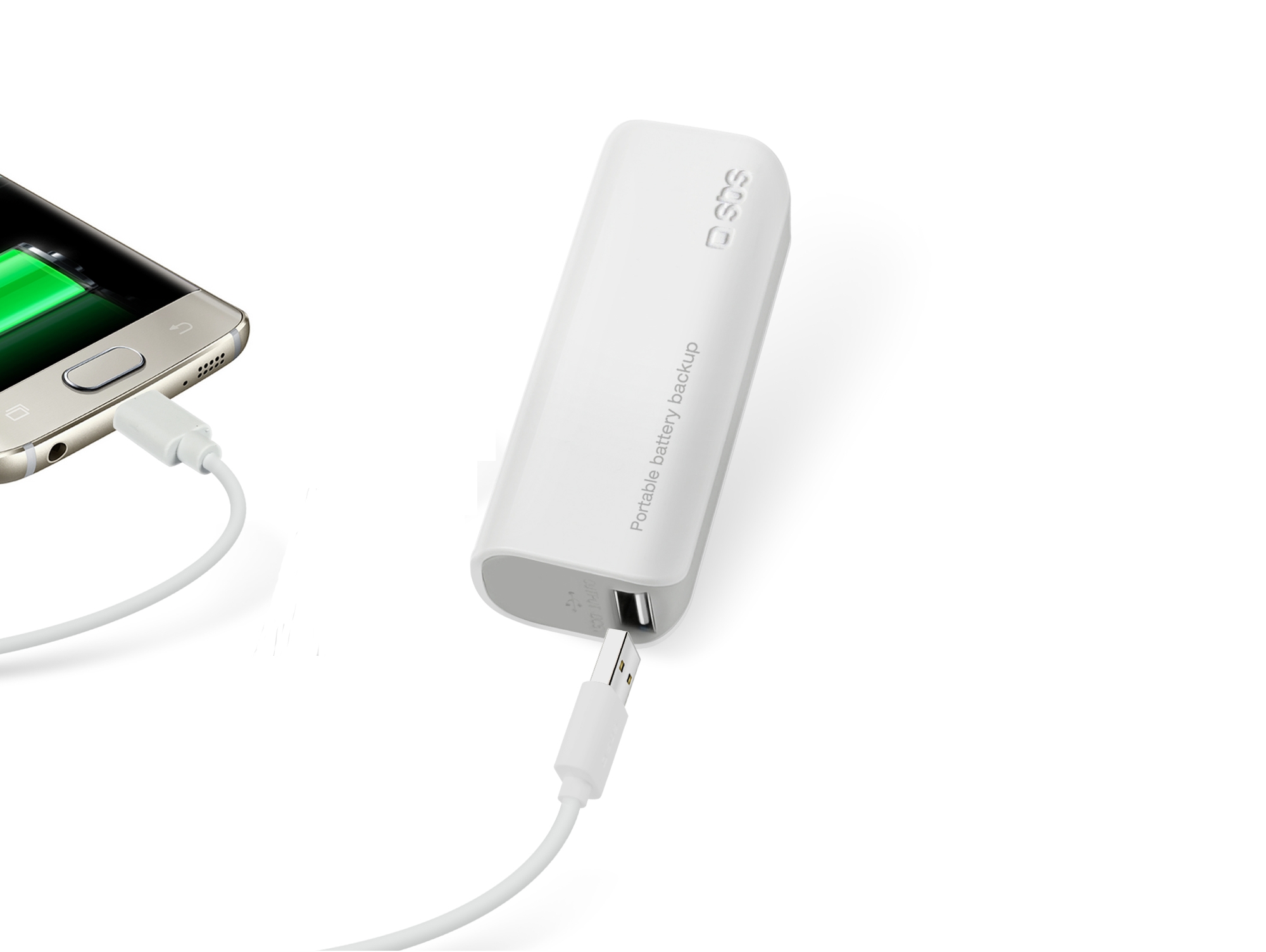 Powerbank SBS TEBB2000L (2000 mAh - 1 USB - MicroUSB - Blanco)