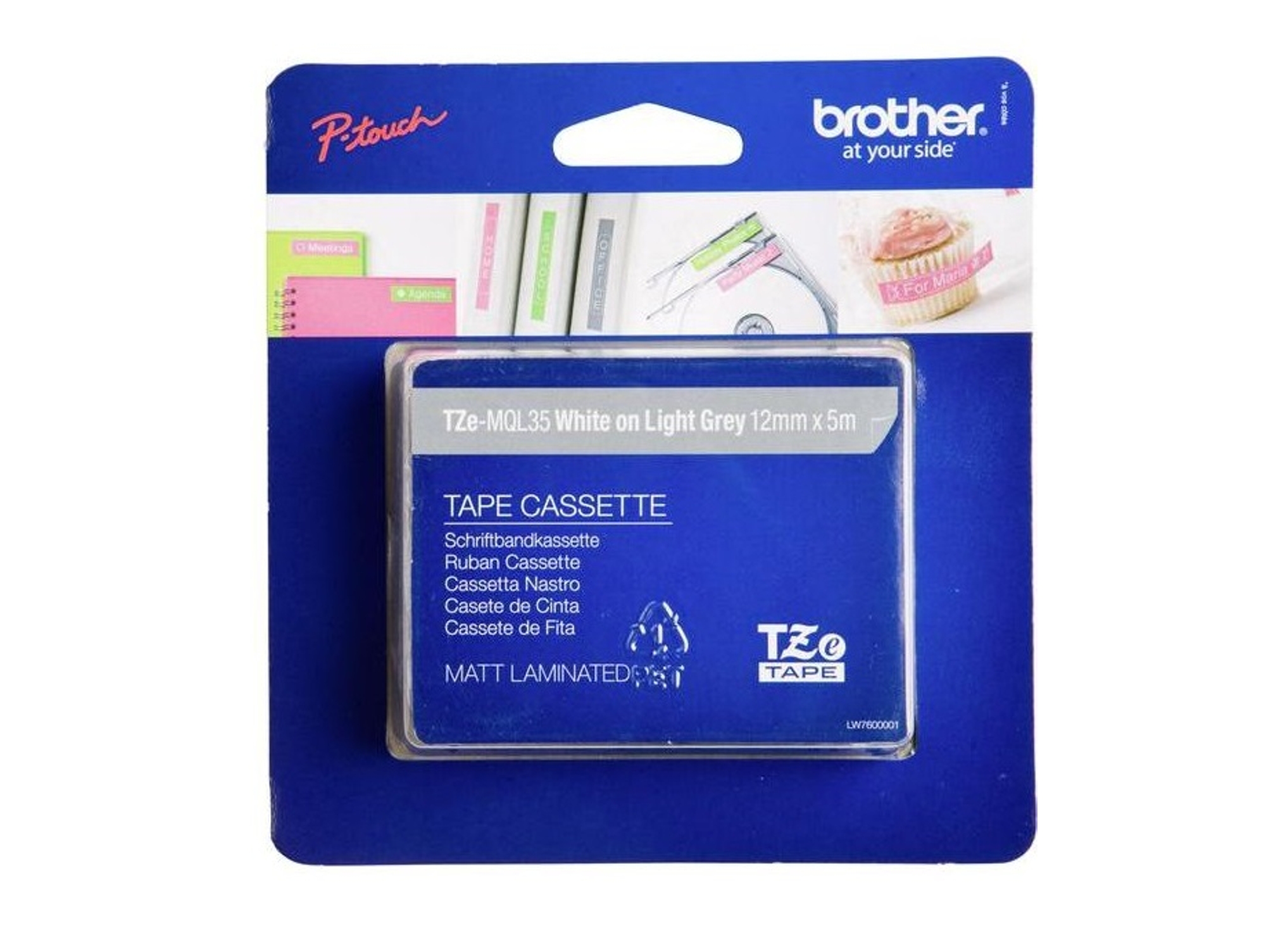 Cinta BROTHER TZeMQL35 laminada mate