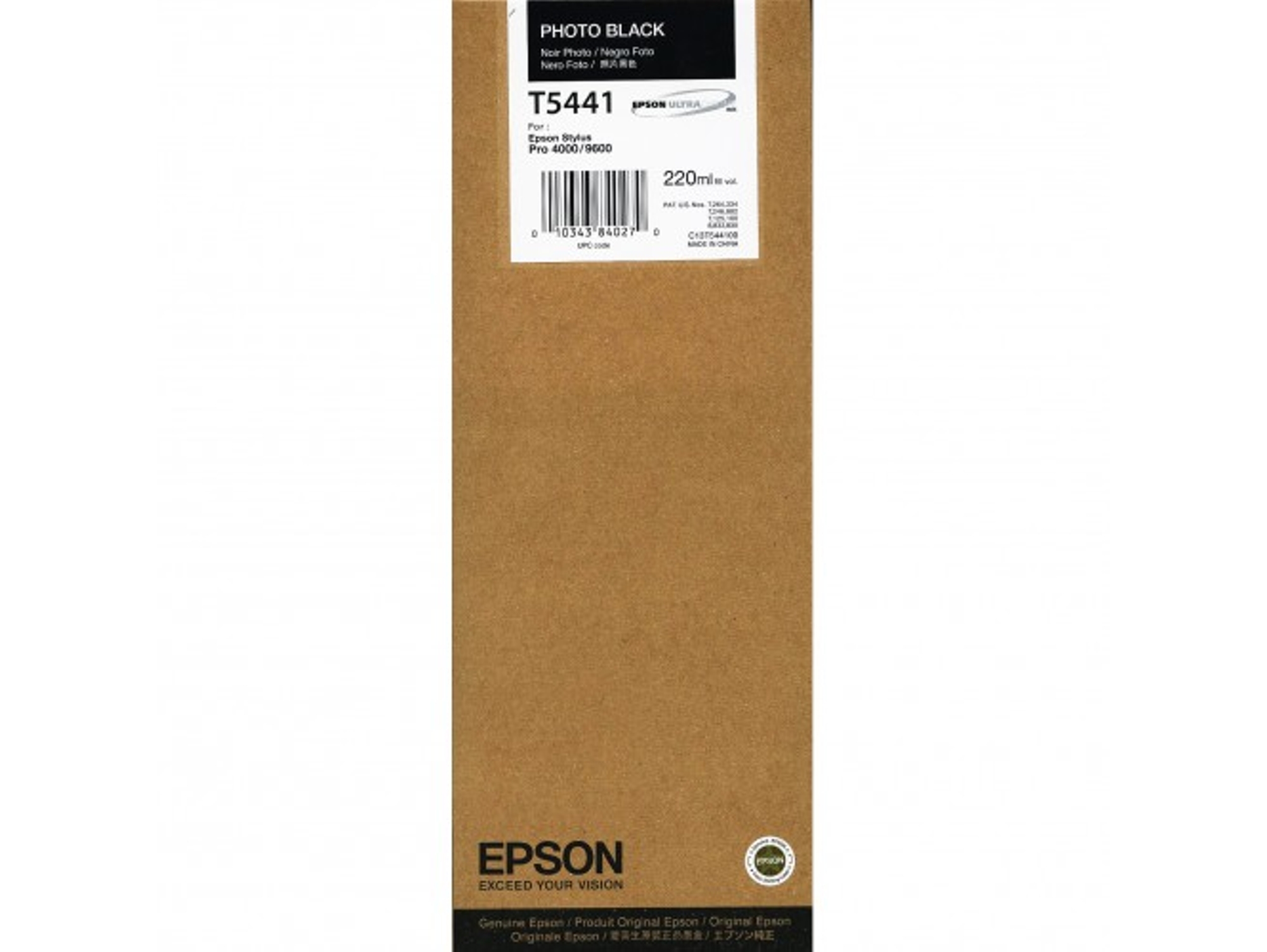 Cartucho de tinta original EPSON, T5441 220 ml, Negro foto, C13T544100