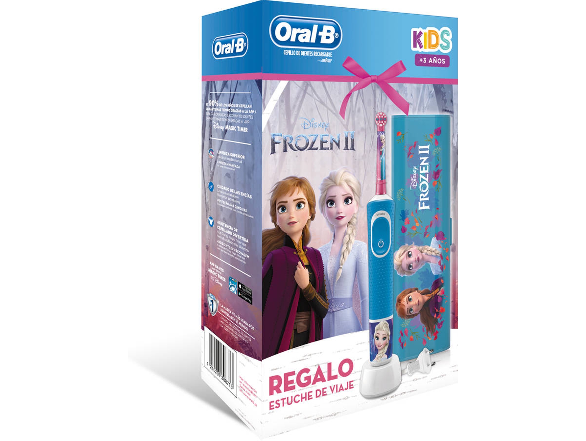 Pack Cepillo de Dientes Eléctrico + Estuche ORAL B Vitality Frozen Rosa (7.600 rpm)