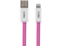 Cable SBS Flat (USB - Lightning - 1.5 m - Rosa)