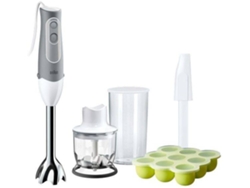 Batidora de mano + Accesorios BRAUN Minipimer MQ523 Baby (600 W - Blanco y Gris)