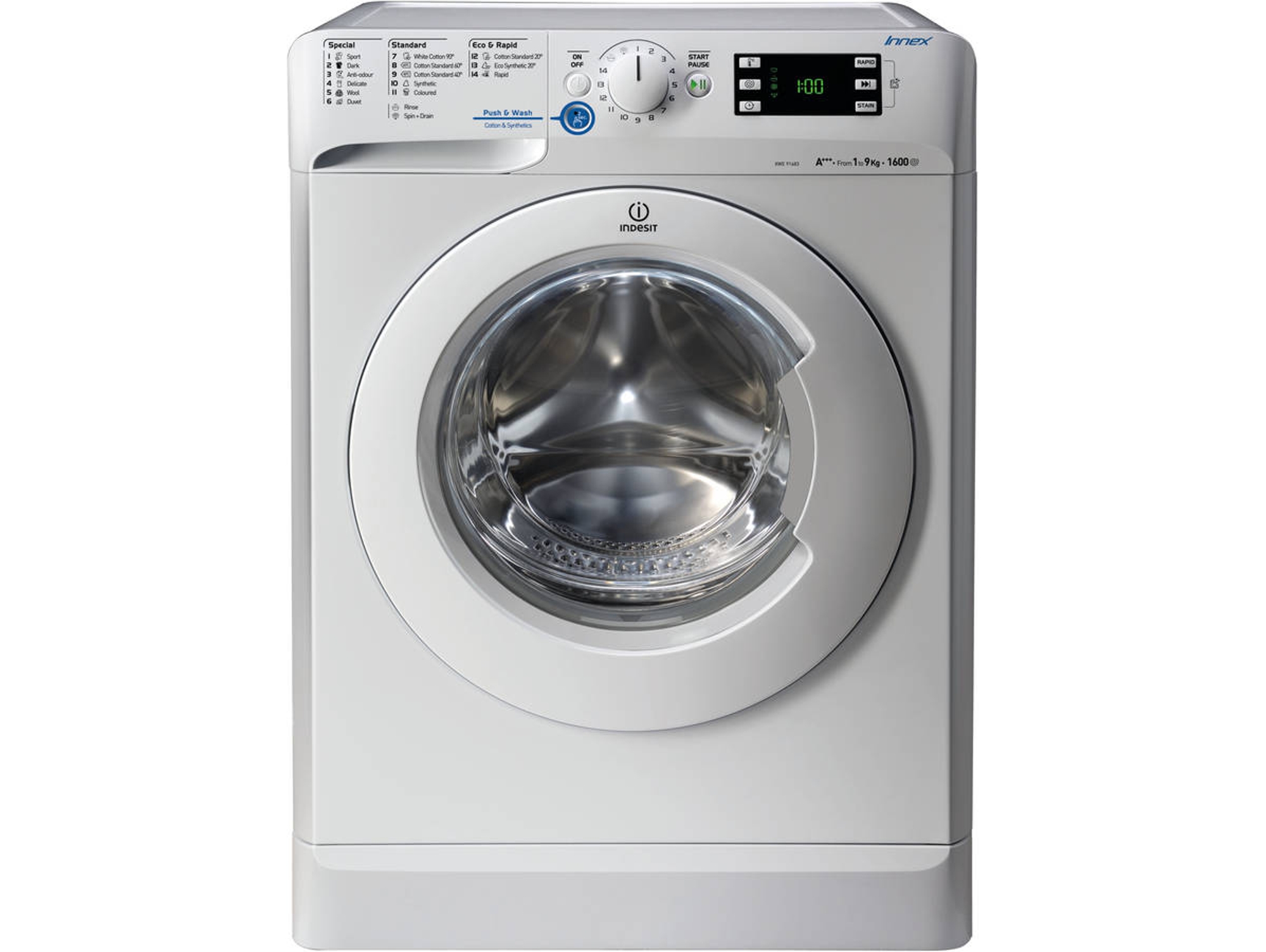 Lavadora Reacondicionada INDESIT XWE 91483 X (Grado B - 9 kg - 1400 rpm - Blanco)