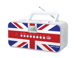 Radio Boombox c/ Lector CD MUSE M-28 UK (Blanco - PLL - FM/MW - Pilas y Corriente)