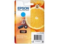 Cartucho de tinta original EPSON, 33, Naranjas 4,5 ml, Cian, Estándar, C13T33424012, T3342
