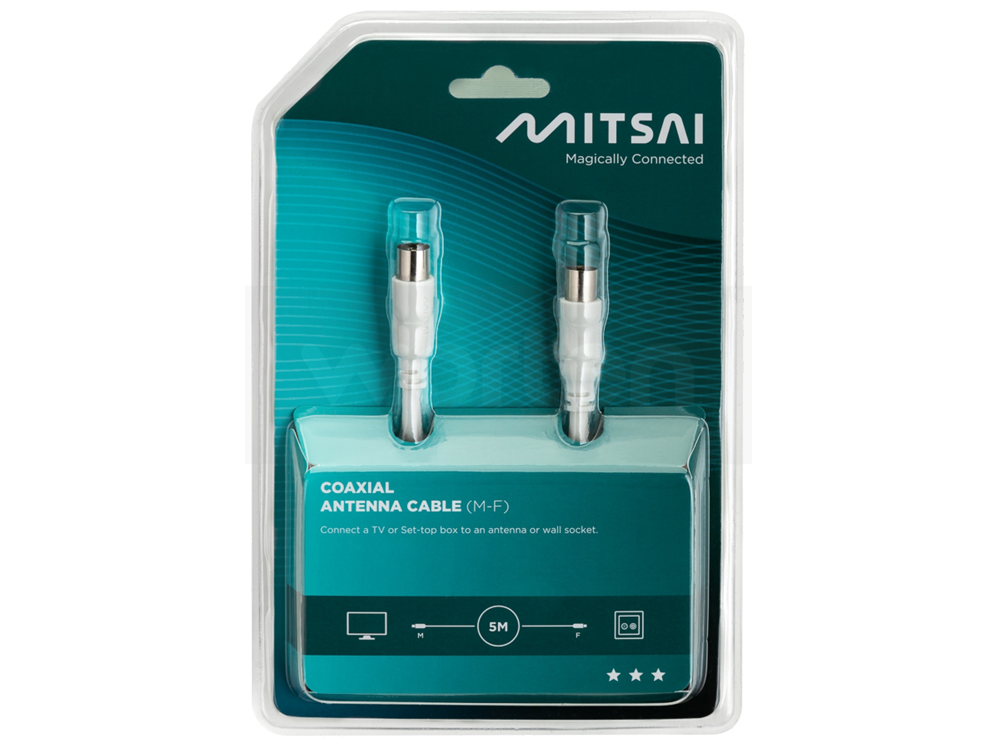 Cable Antena MITSAI Coaxial (Macho-Hembra) 5M | Worten Canarias