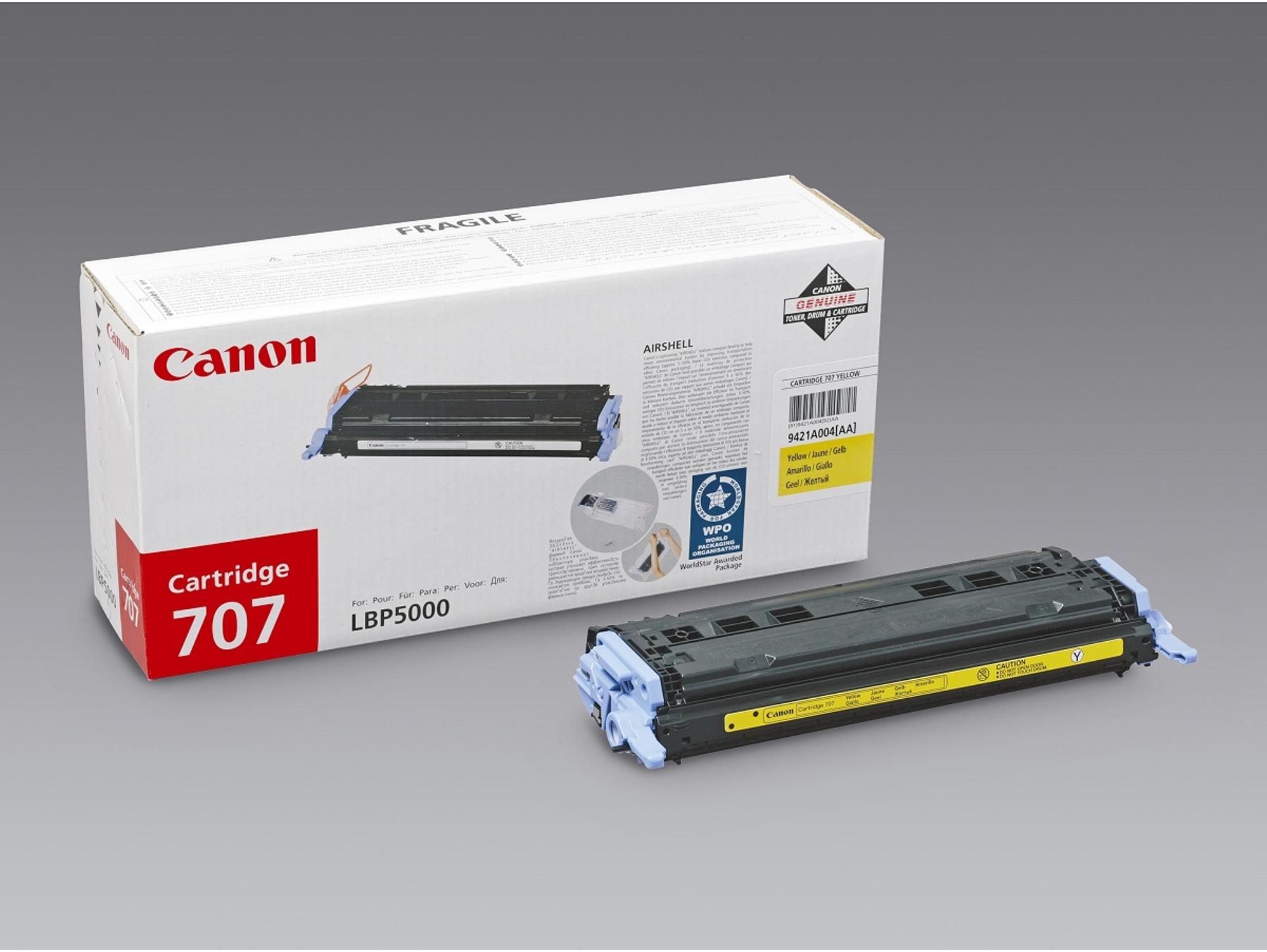 Cartucho de tóner Original CANON  707 Amarillo  para i-SENSYS LBP5000, LBP5100, Laser Shot LBP-5000, 5100