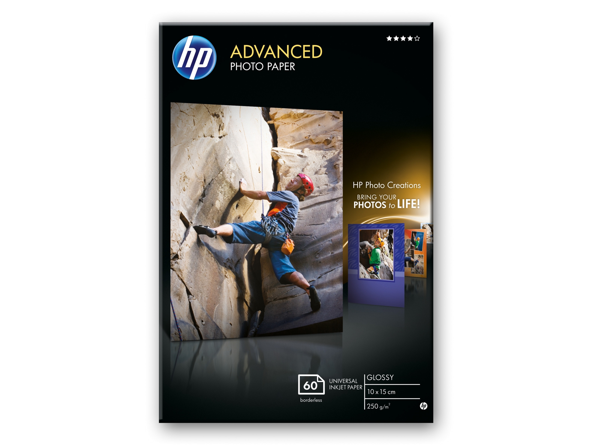 Papel fotográfico satinado avanzado HP 250 gramos/m² - 60 hojas /10 x 15 cm sin bordes (Q8008A)