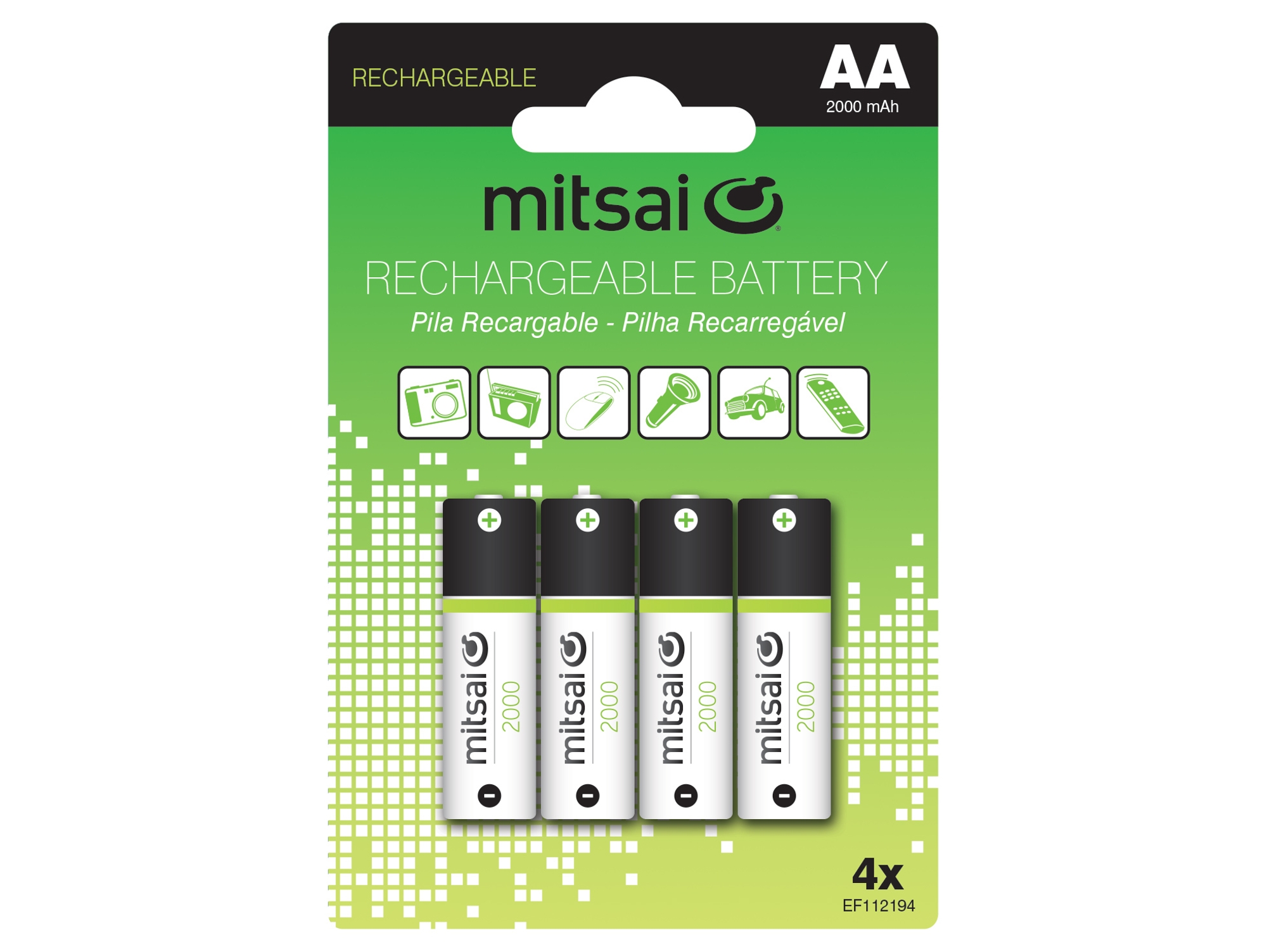 Pilas recargables HR6 AA 2000 MAH X4 (4 unidades)