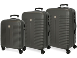 Conjunto de 3 Maletas de Viaje ROLL ROAD India Gris (55/70/80cm - 37/75/108L)