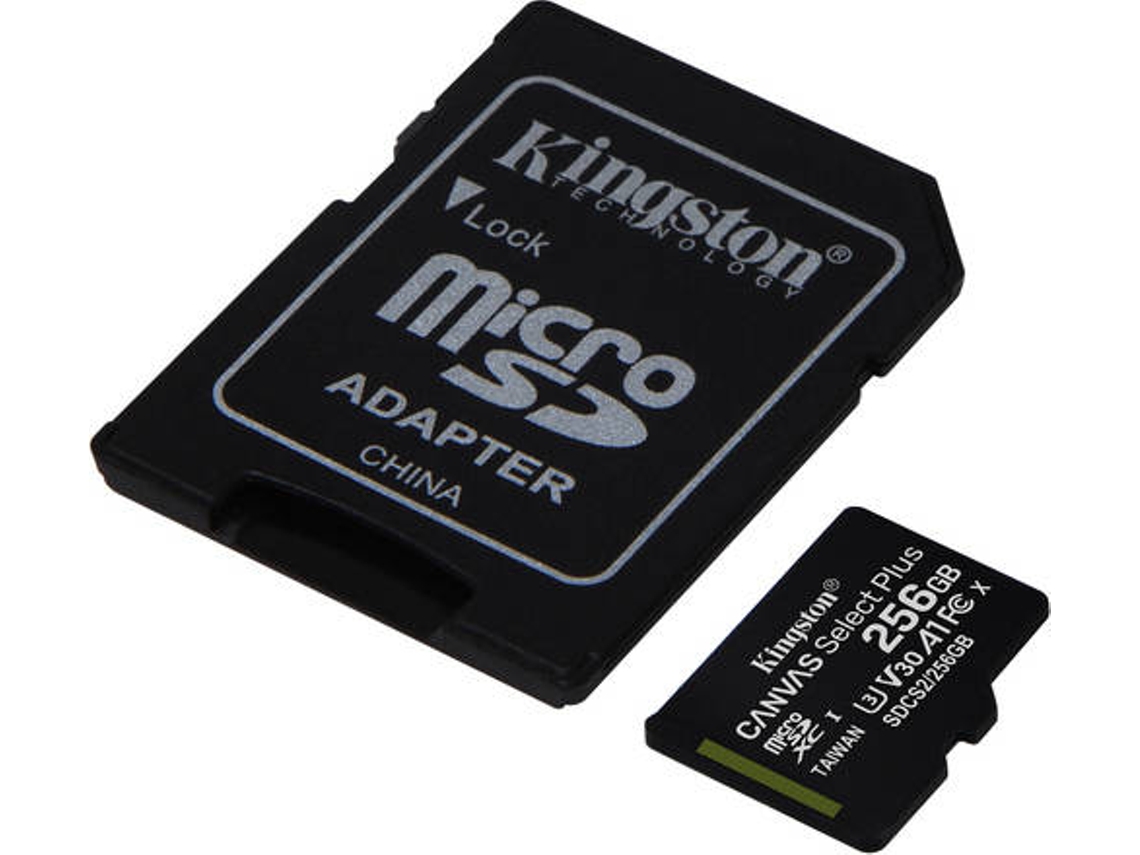 Tarjeta de Memoria KINGSTON 256 GB MicroSD Canvas Select Plus 100R A1 C10 + Adaptador