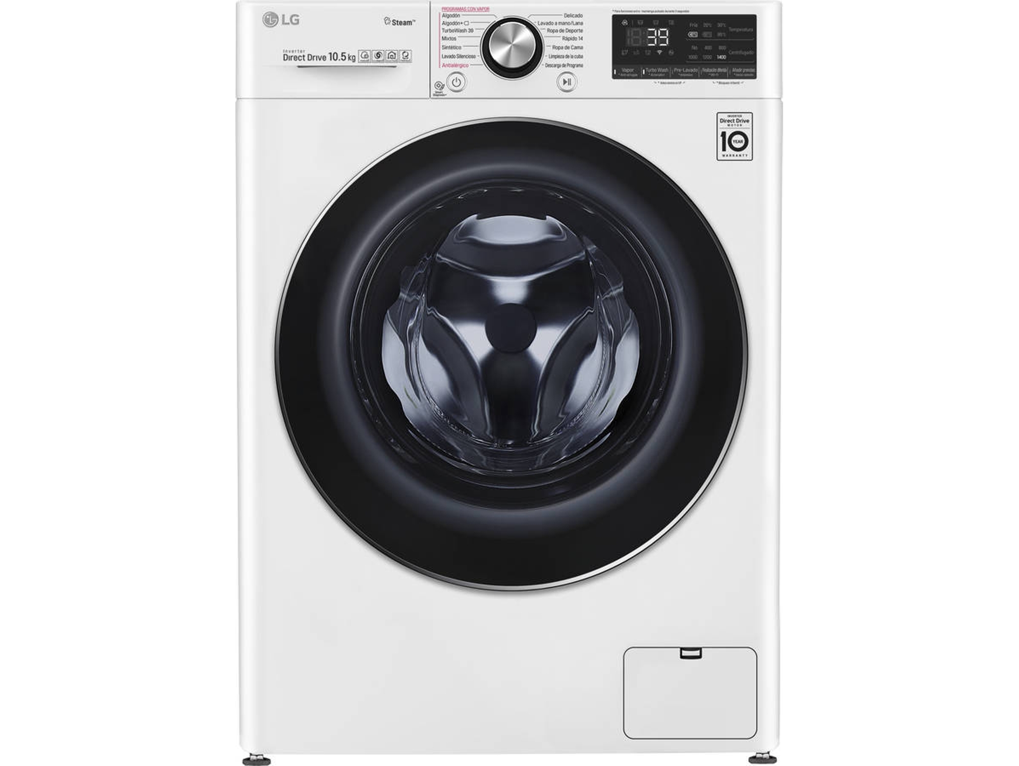 Lavadora LG F4WV910P2 (10 kg - 1400 rpm - Blanco)