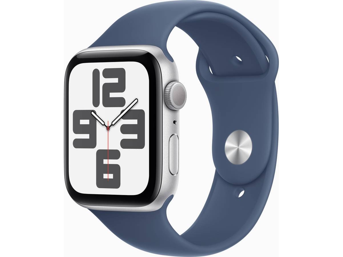 APPLE Watch SE 2024 GPS 44mm Aluminio Plata con Correa Deportiva Azul Denim (Talla: M/L)
