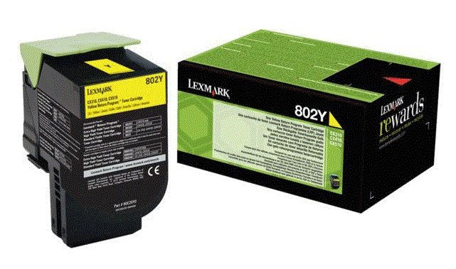 Tóner LEXMARK 802Y Amarillo