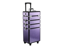 Maletín de Maquillaje Profesional con Ruedas HOMCOM de Múltiples Niveles y Asa Extensible (33.5x23x76-95.5 cm)
