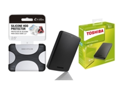 Disco HDD Externo TOSHIBA 1TB + Protector EVITTA (Negro - 1 TB - )
