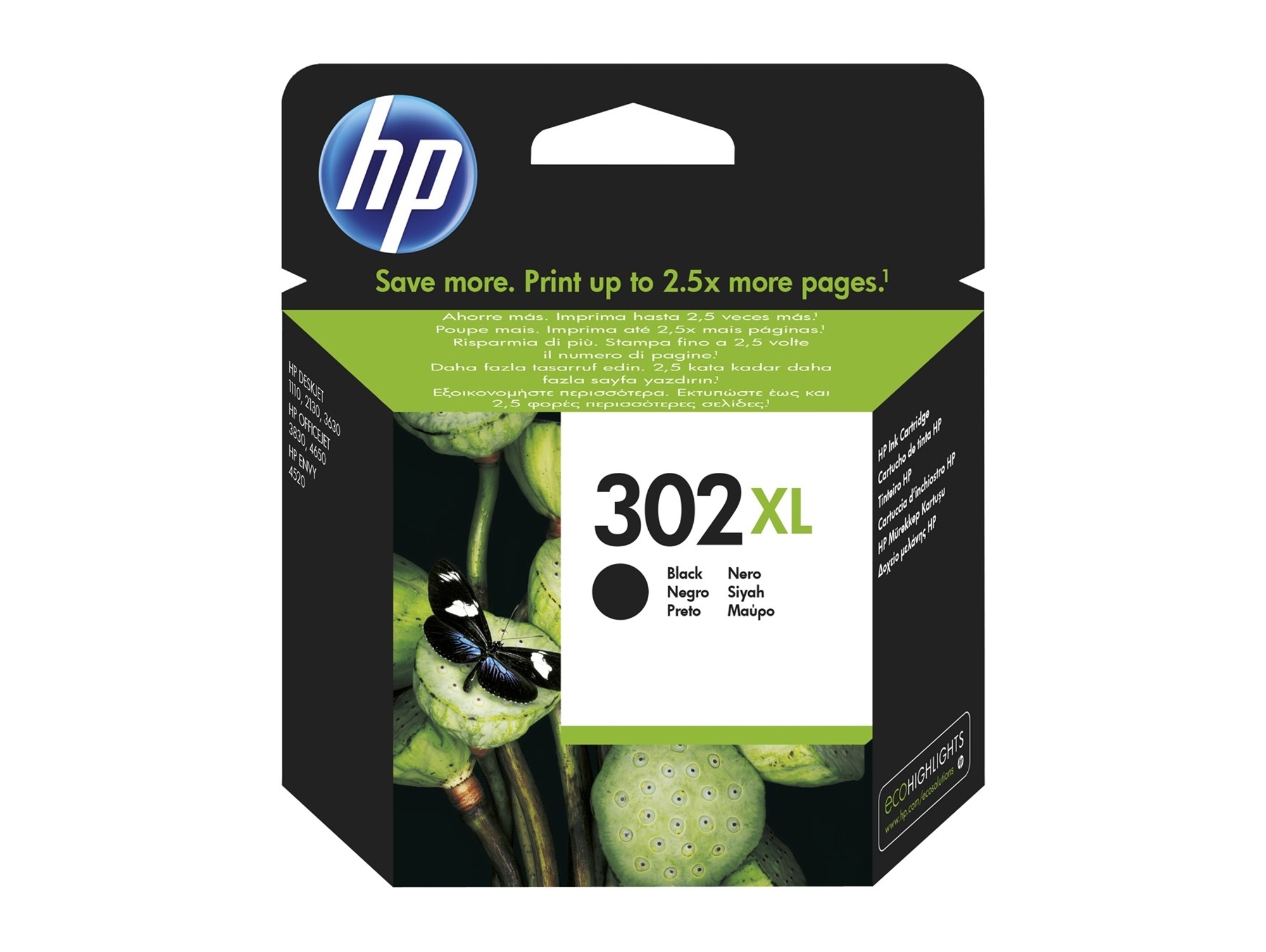 Cartucho de tinta HP 302 XL Negro (F6U68AE)