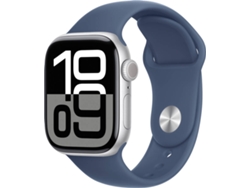 APPLE Watch Series 10 GPS+Cellular 42 mm Aluminio Plata con Correa Deportiva Azul Denim (Talla: S/M)