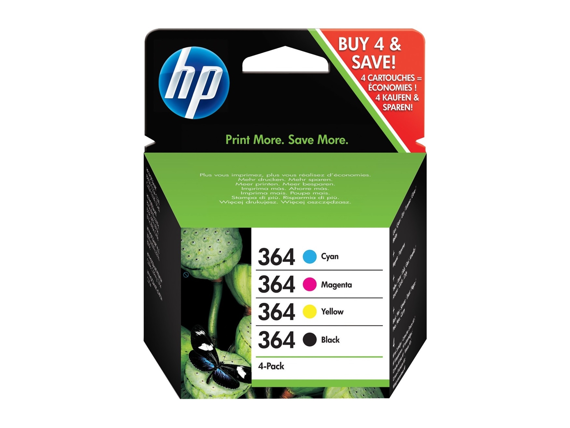 Pack 4 cartuchos de tinta Original HP 364 Negro, Cian, Magenta, Amarillo