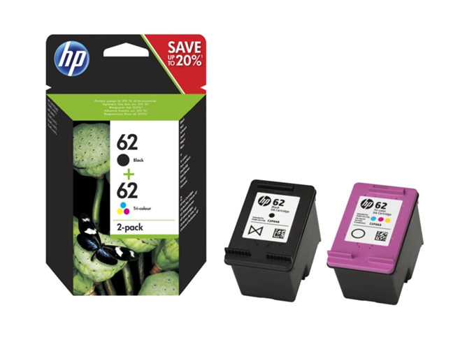 Pack de ahorro 2 cartuchos de tinta Original HP 62 Negro, Tricolor para HP OfficeJet 5740 HP ENVY 5540, 5640, 7640 | Worten Canarias