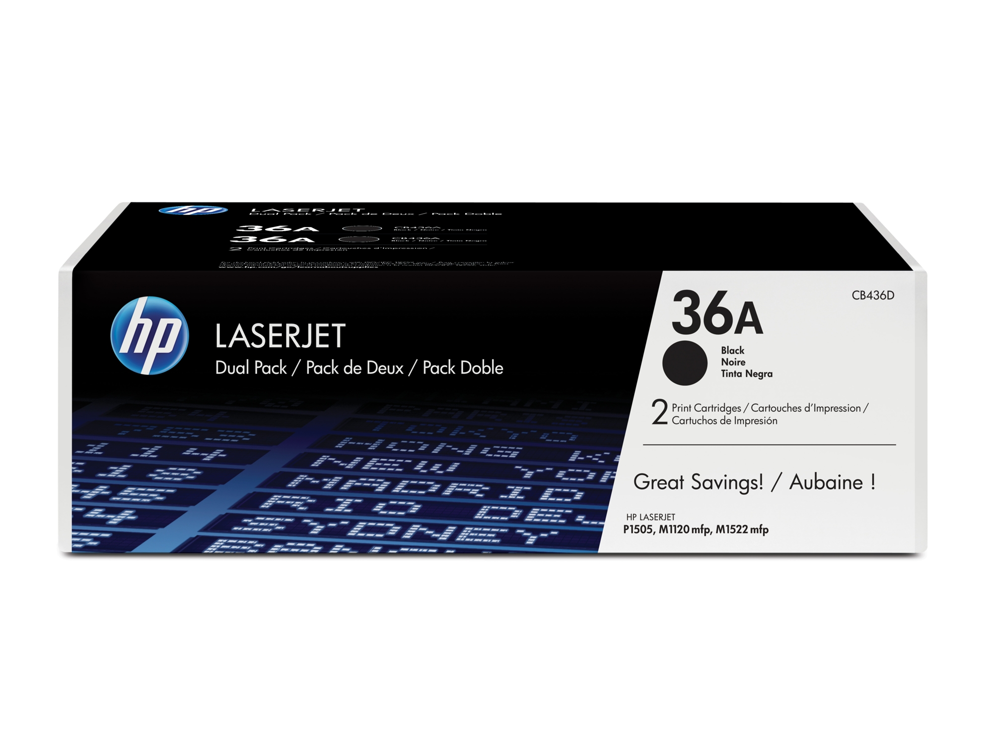 Pack de ahorro de 2 cartuchos de tóner original LaserJet HP 36A negro para M1120mfp, M15ssmfp y P1505