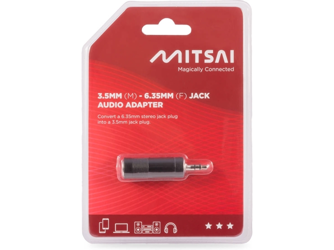 Adaptador Audio MITSAI Jack 3.5mm (Macho) - 6.35mm (Hembra) — 6.35 mm - 3.5 mm | Audio