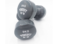 Mancuernas POWERFIT Extremo Plano Gris (9 Kg)
