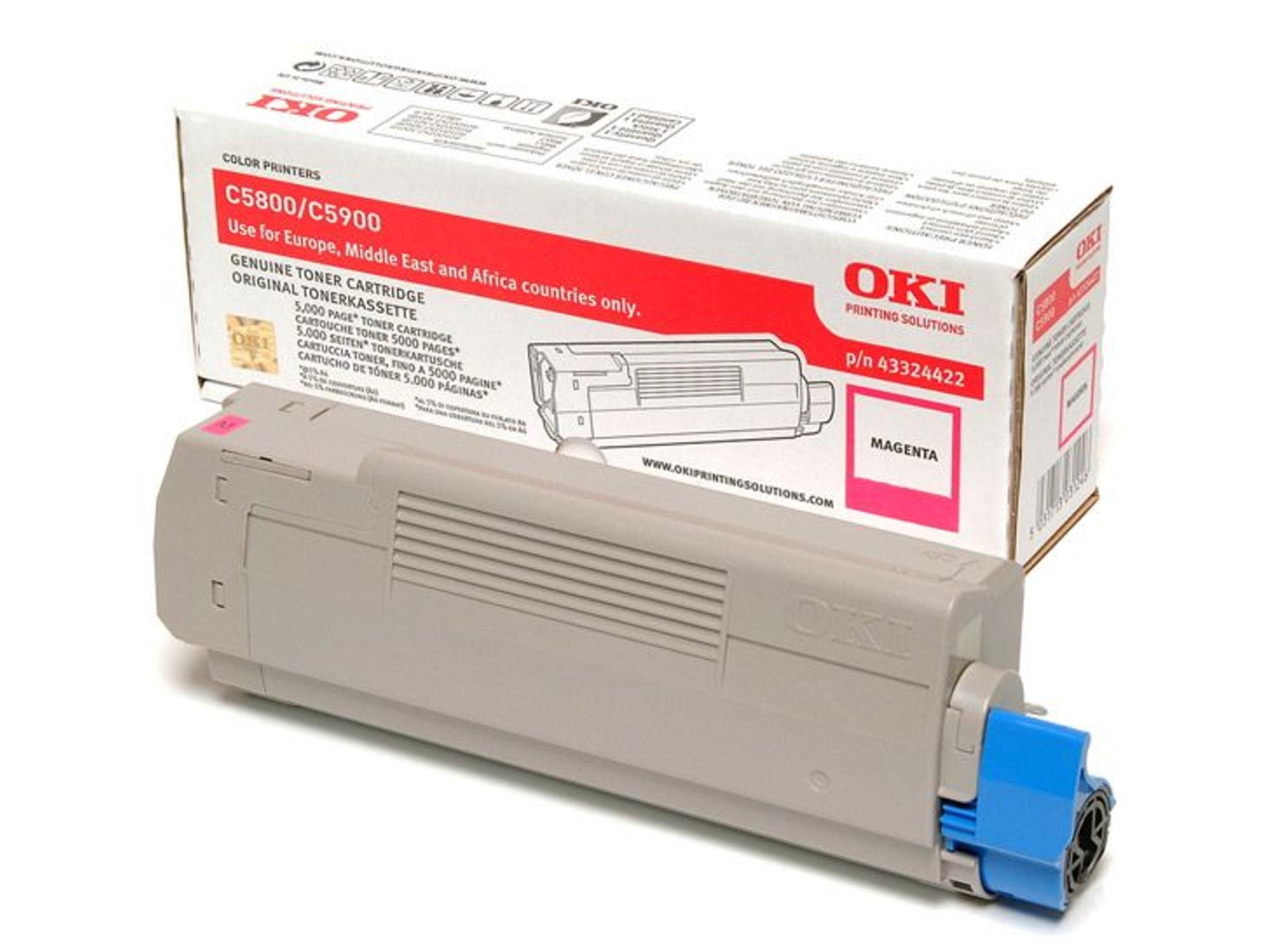 Cartucho de Tóner OKI 43324422 Magenta  para C5550 MFP, 5800dn, 5800Ldn, 5800n, 5900cdtn, 5900dn, 5900dtn, 5900n
