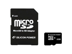 Tarjeta de memoria SDHC con Adaptador SILICON POWER CL10 8GB