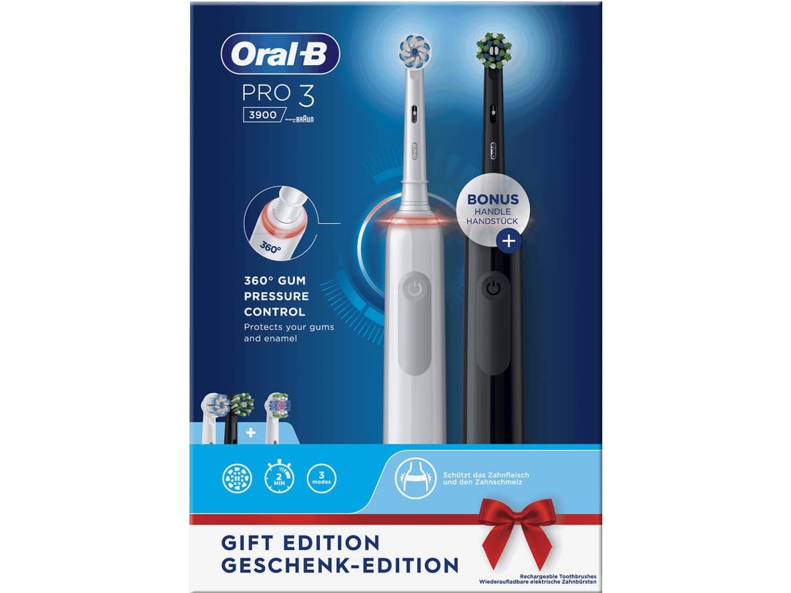 Oral-B Cepillo Dental DUO PRO 3 3900 Blanco Y Negro