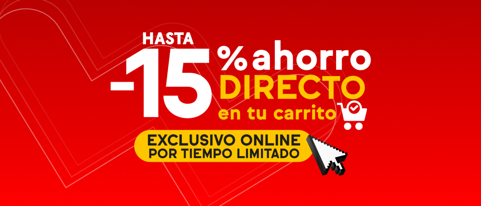 -15% de ahorro directo en carrito