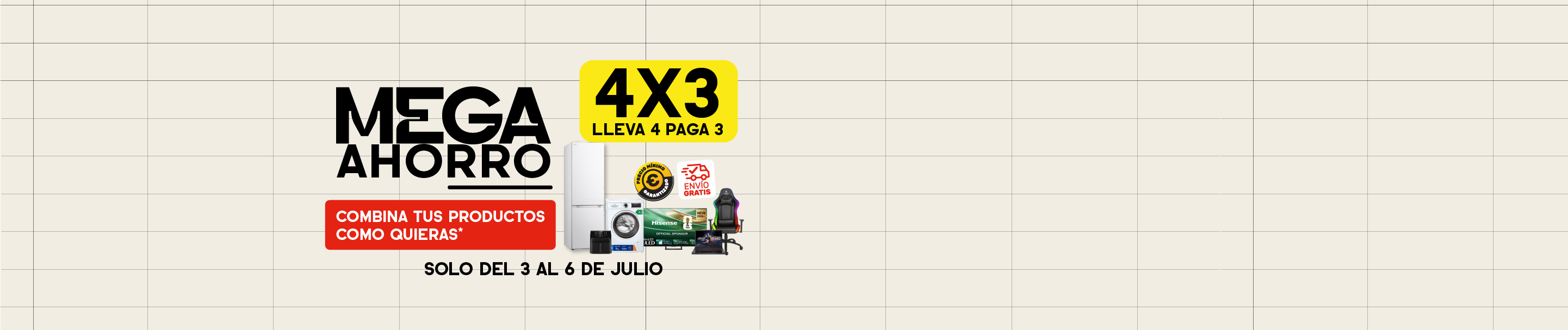 Mega Ahorro - Lleva 4 productos que quieras y paga solo 3