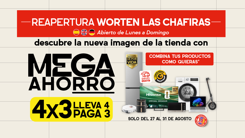 REAPERTURA Worten Chafiras - 4x3 en miles de productos