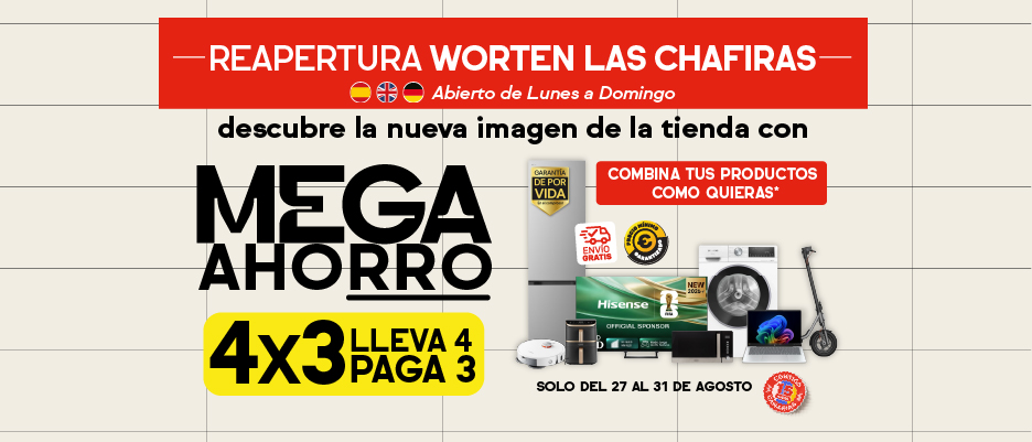 REAPERTURA Worten Chafiras - 4x3 en miles de productos