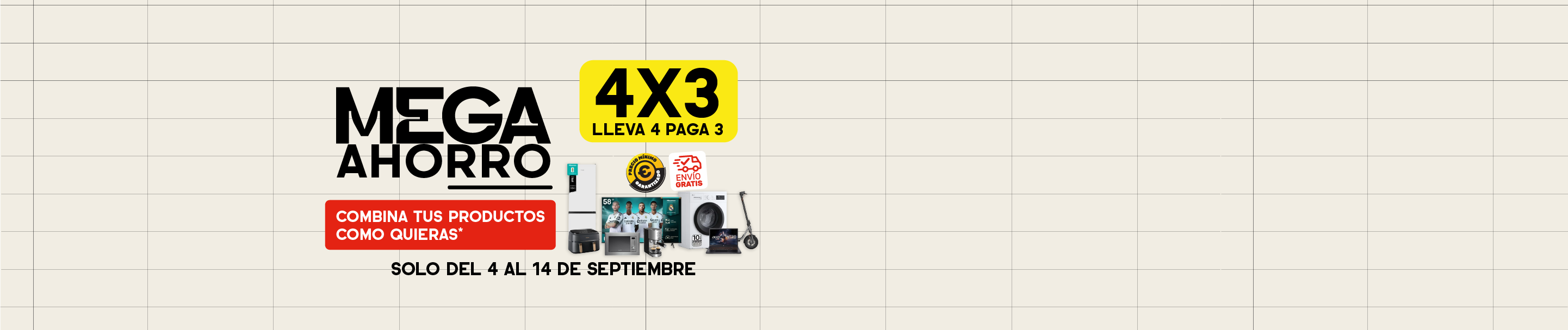 Mega Ahorro - Lleva 4 productos que quieras y paga solo 3